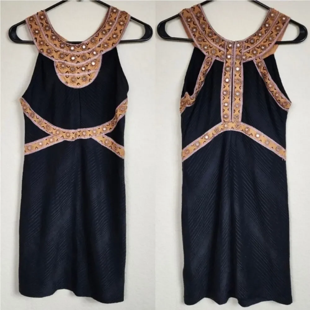 Free People Vintage Black XS Mirror Mini Dress